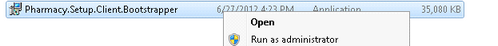 Run as administrator sub-menu Run as administrator sub-menu